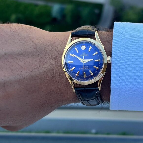 Vintage Roamer Rare 1970s Blue Dial Men's Wrist Watch - New Old Stock Condition - Picture 4 of 7